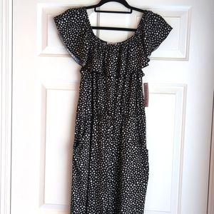 NWT Chenault Girls Black and White Floral Jumpsuit Size 16